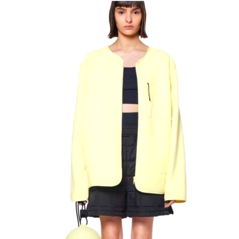 NWT RAINS Unisex Fleece Full Zip Waterproof Jacket Pale Yellow RFID S Or M